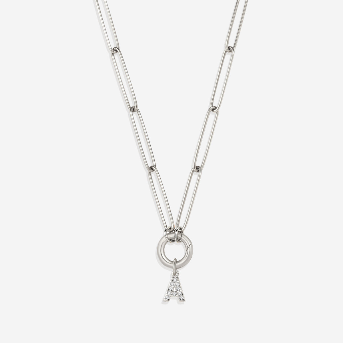 Initial Charm Clasp Necklace