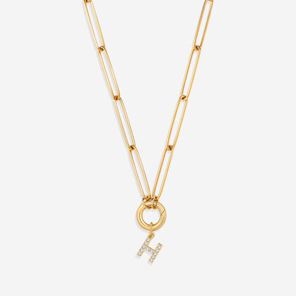 Initial Charm Clasp Necklace