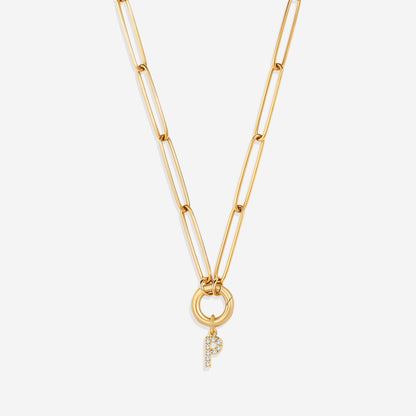 Initial Charm Clasp Necklace