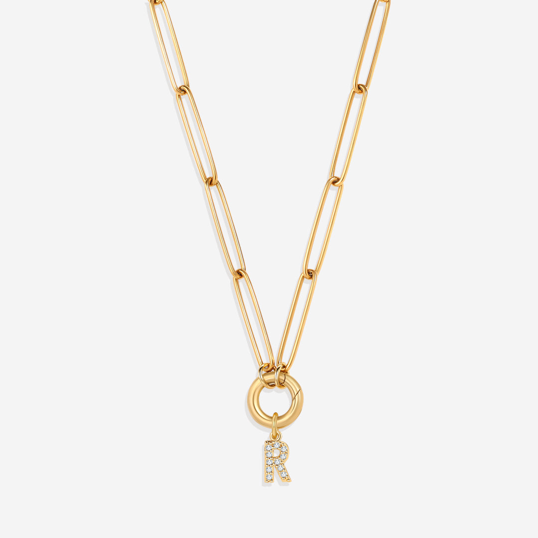 Initial Charm Clasp Necklace