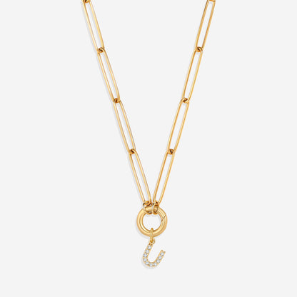 Initial Charm Clasp Necklace