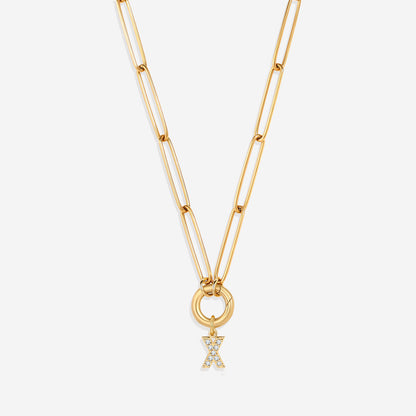 Initial Charm Clasp Necklace