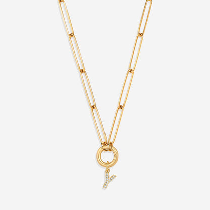 Initial Charm Clasp Necklace