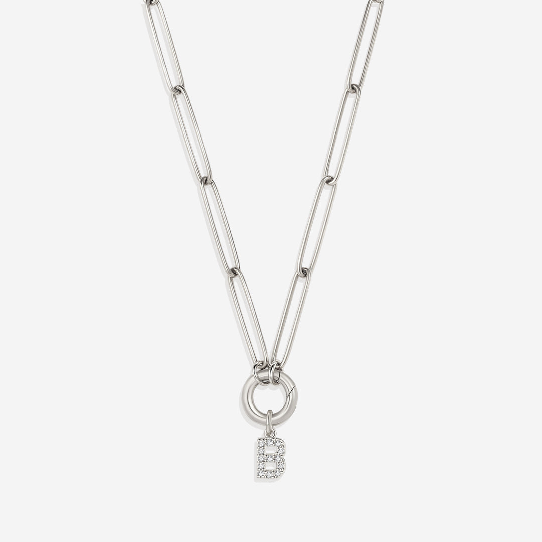 Initial Charm Clasp Necklace