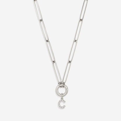 Initial Charm Clasp Necklace