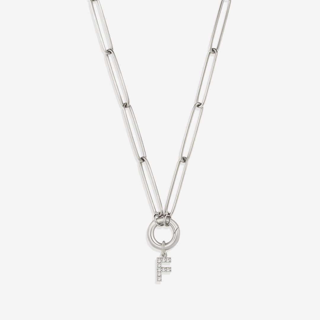 Initial Charm Clasp Necklace