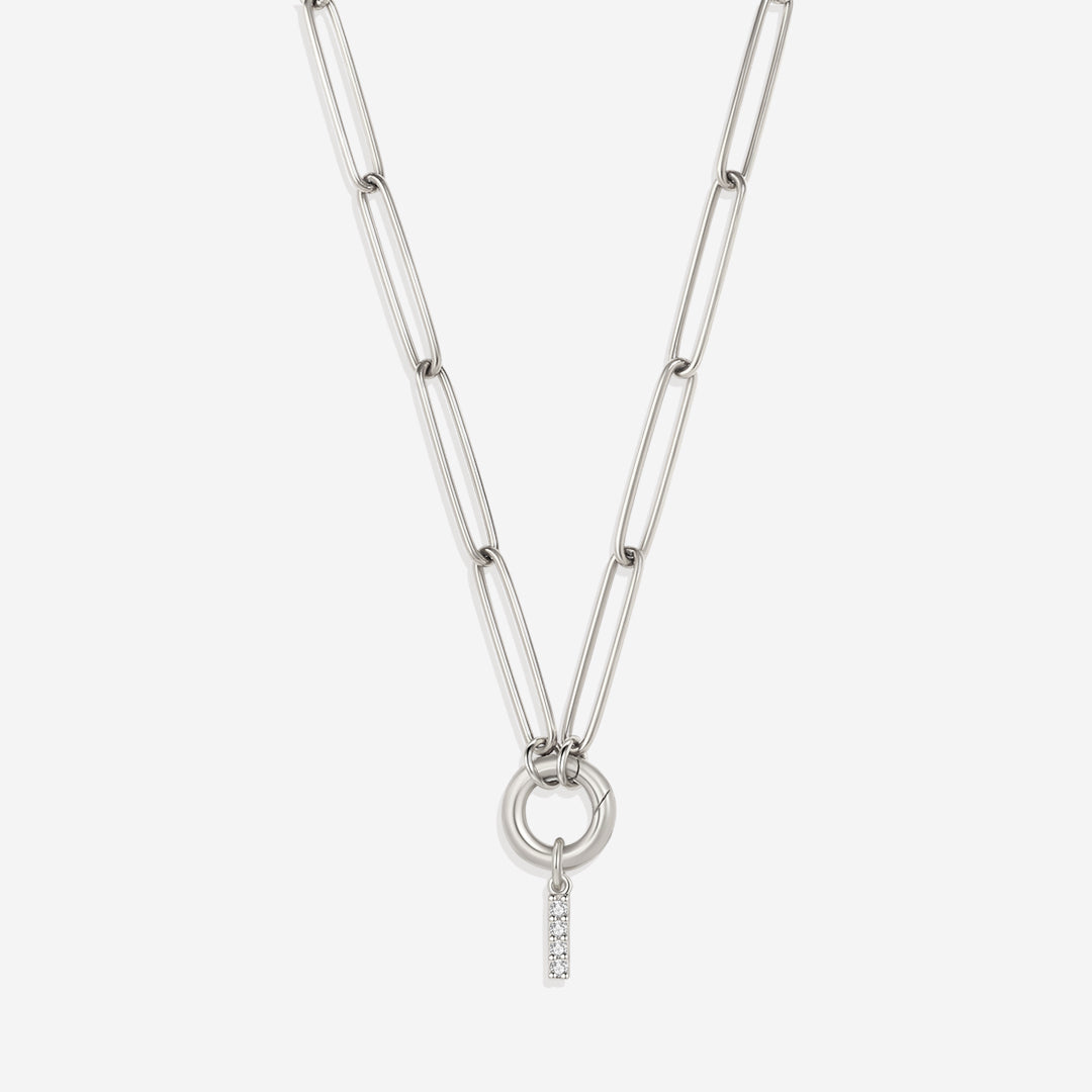 Initial Charm Clasp Necklace