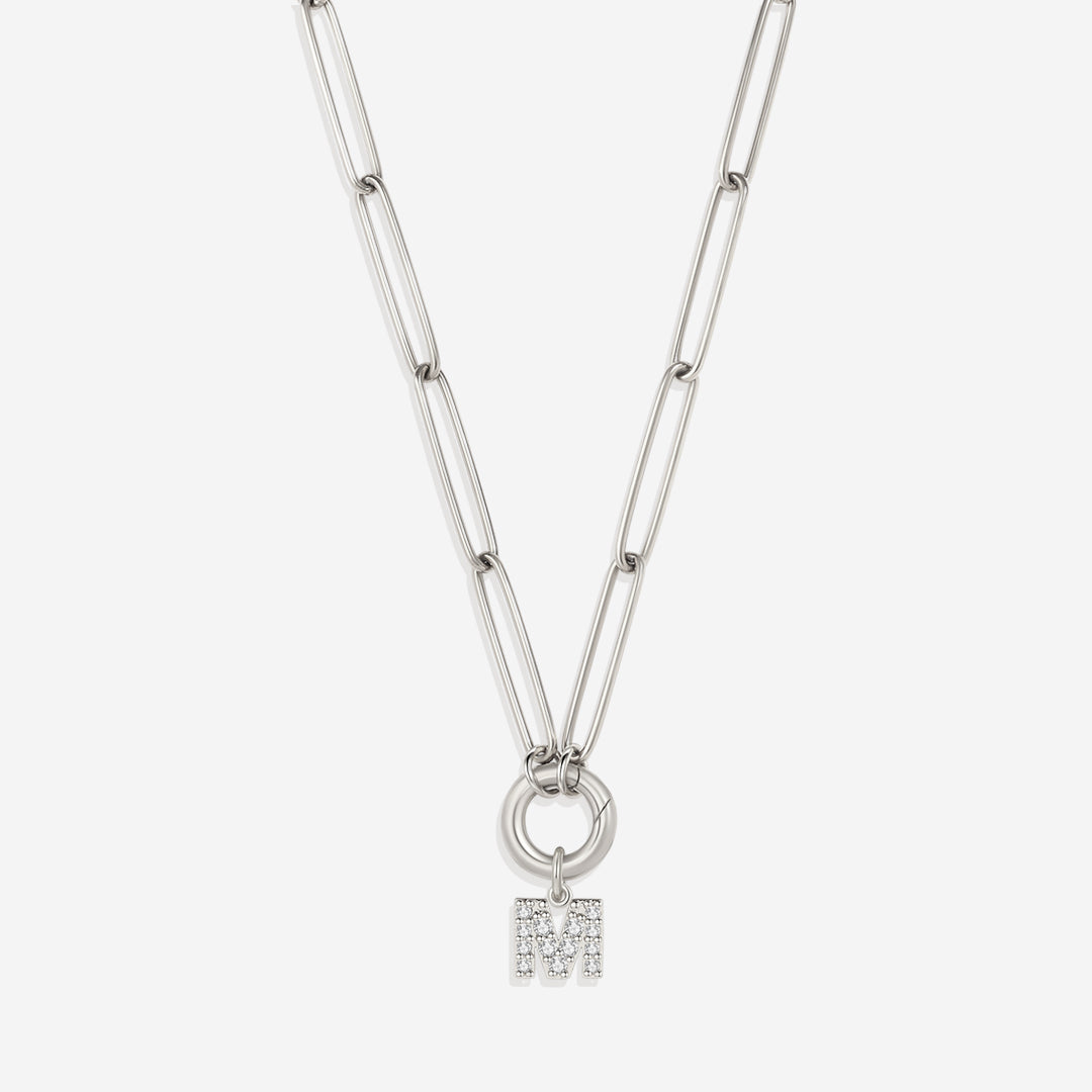 Initial Charm Clasp Necklace