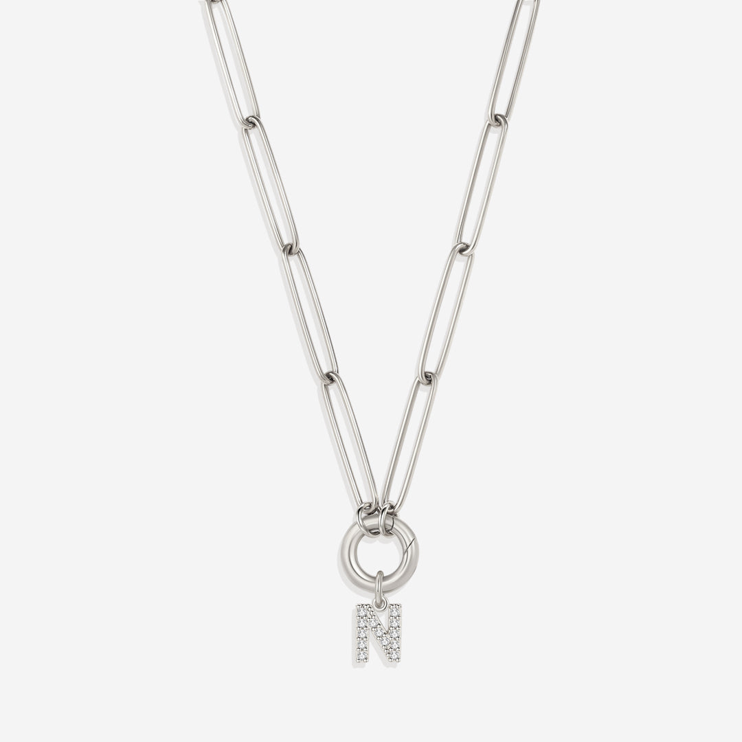 Initial Charm Clasp Necklace