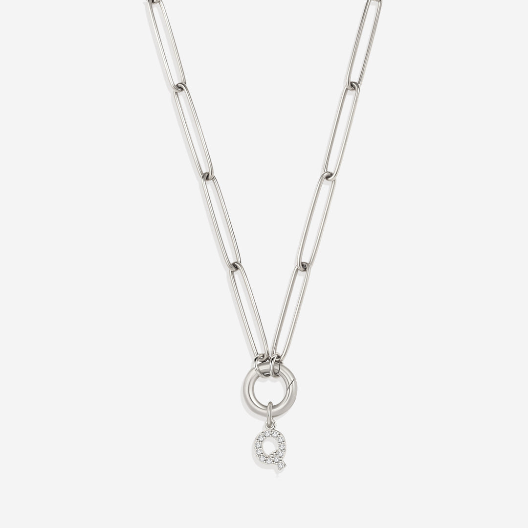 Initial Charm Clasp Necklace