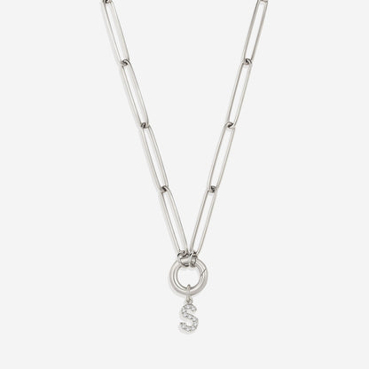 Initial Charm Clasp Necklace