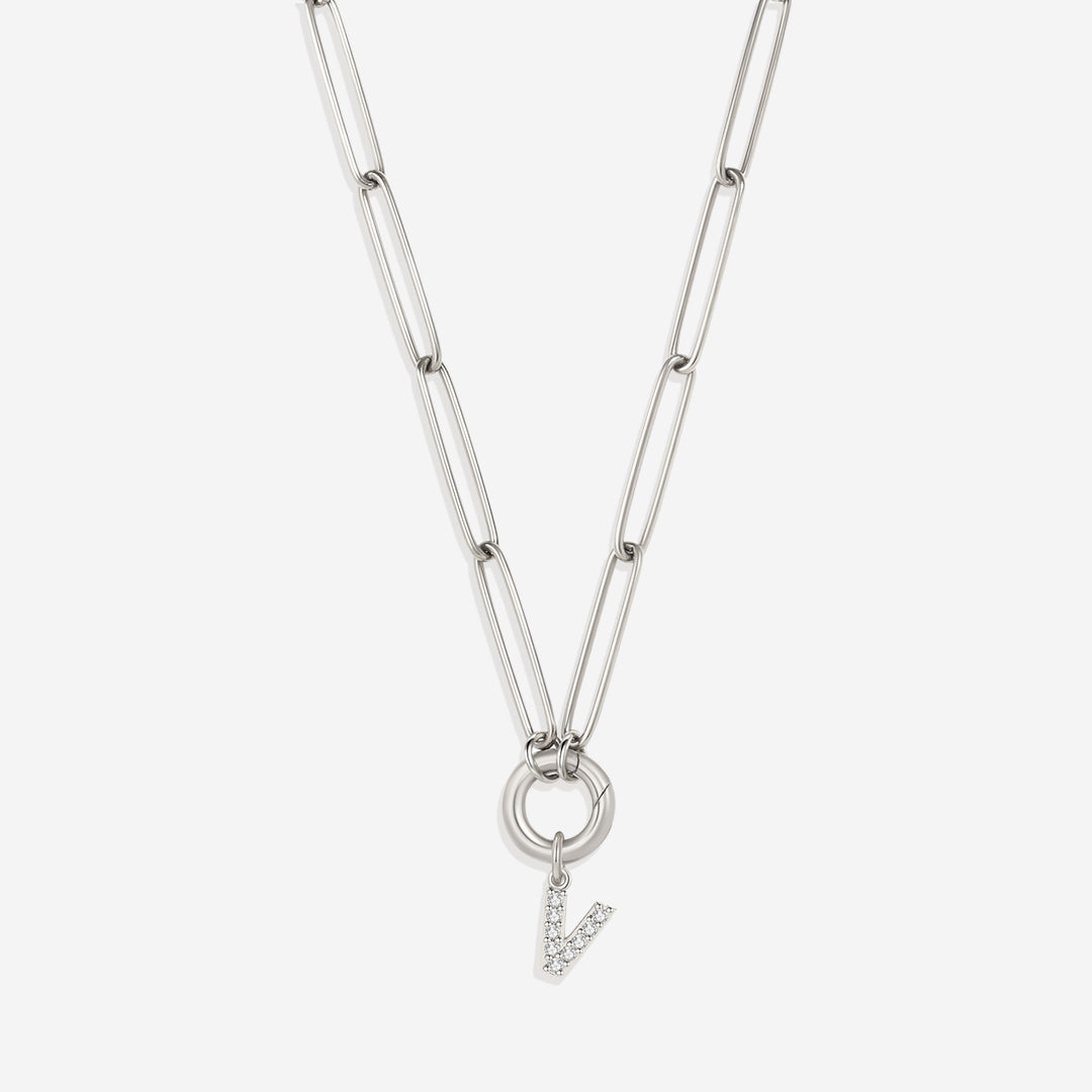 Initial Charm Clasp Necklace