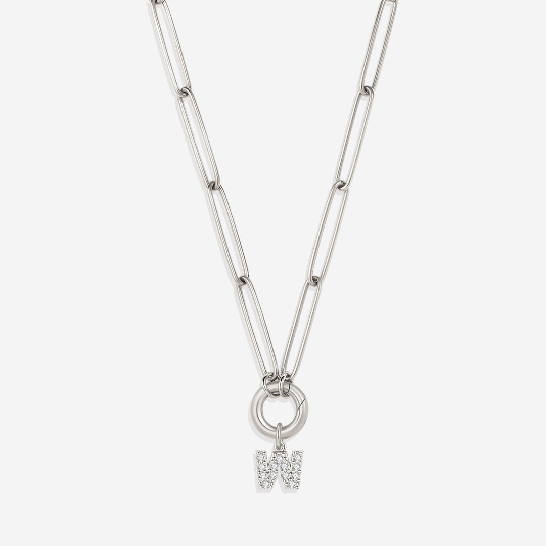 Initial Charm Clasp Necklace