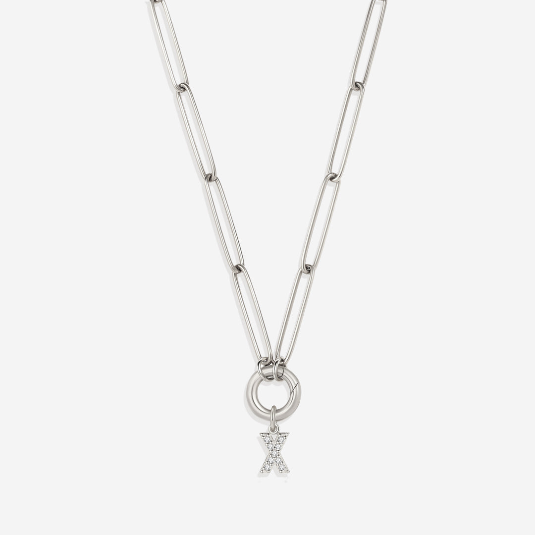 Initial Charm Clasp Necklace