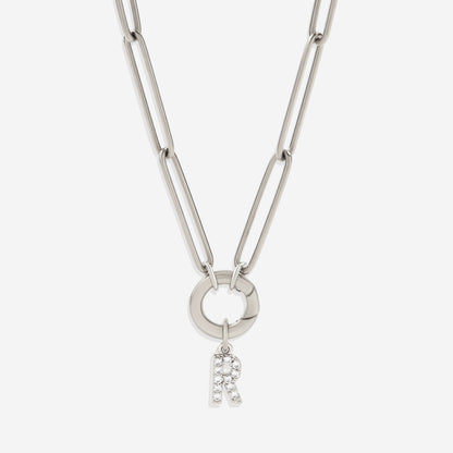 Initial Charm Clasp Necklace