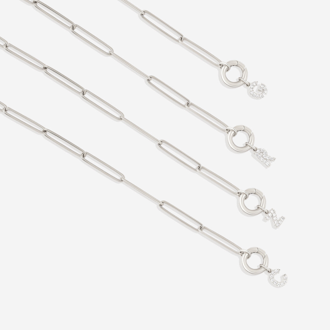 Initial Charm Clasp Necklace