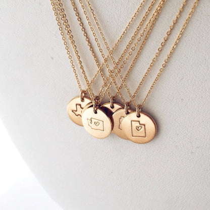 Personalized State Disc Necklace