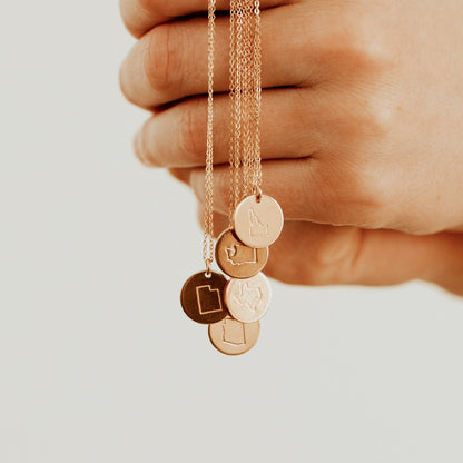 Personalized State Disc Necklace