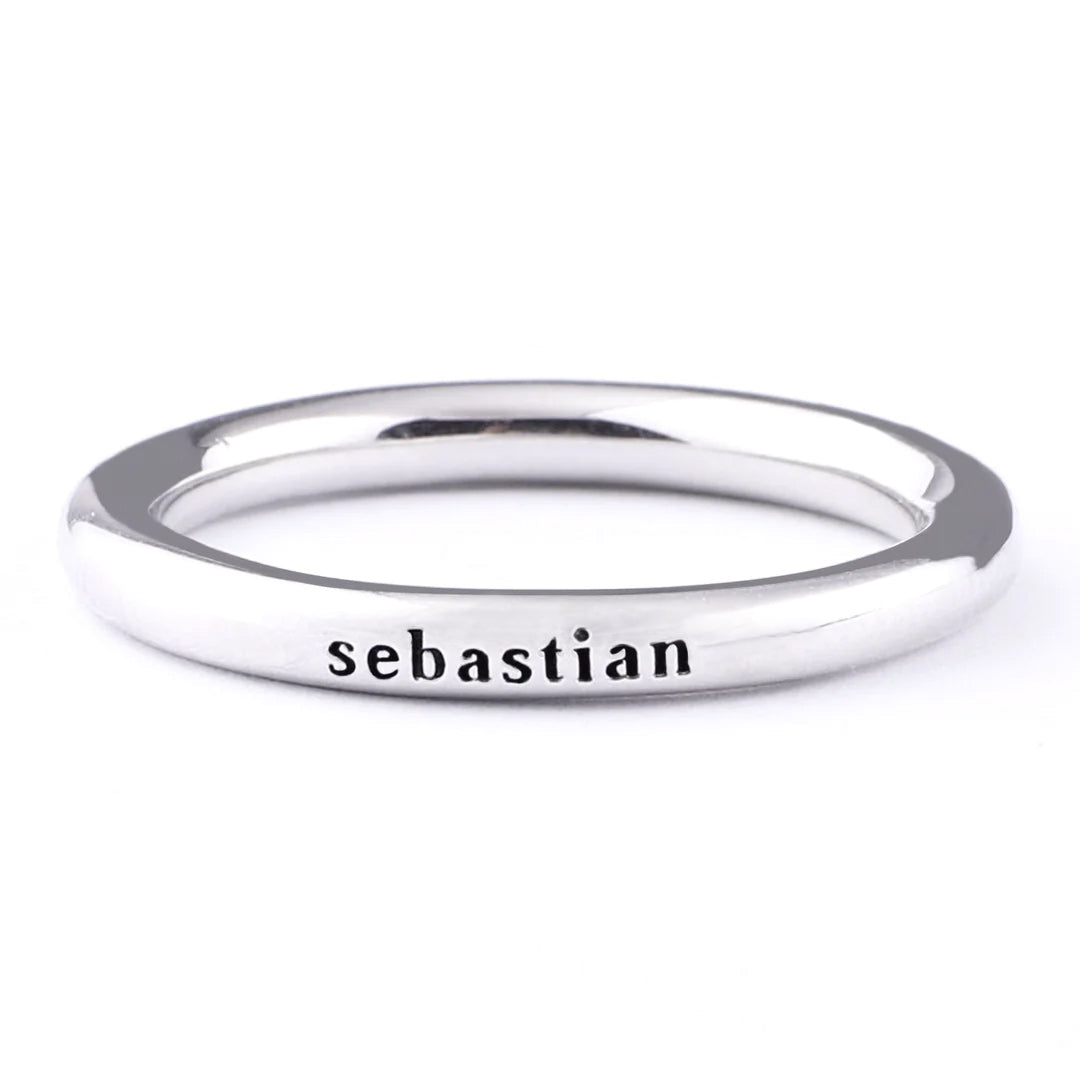 Personalized Stackable Name Ring in Silver